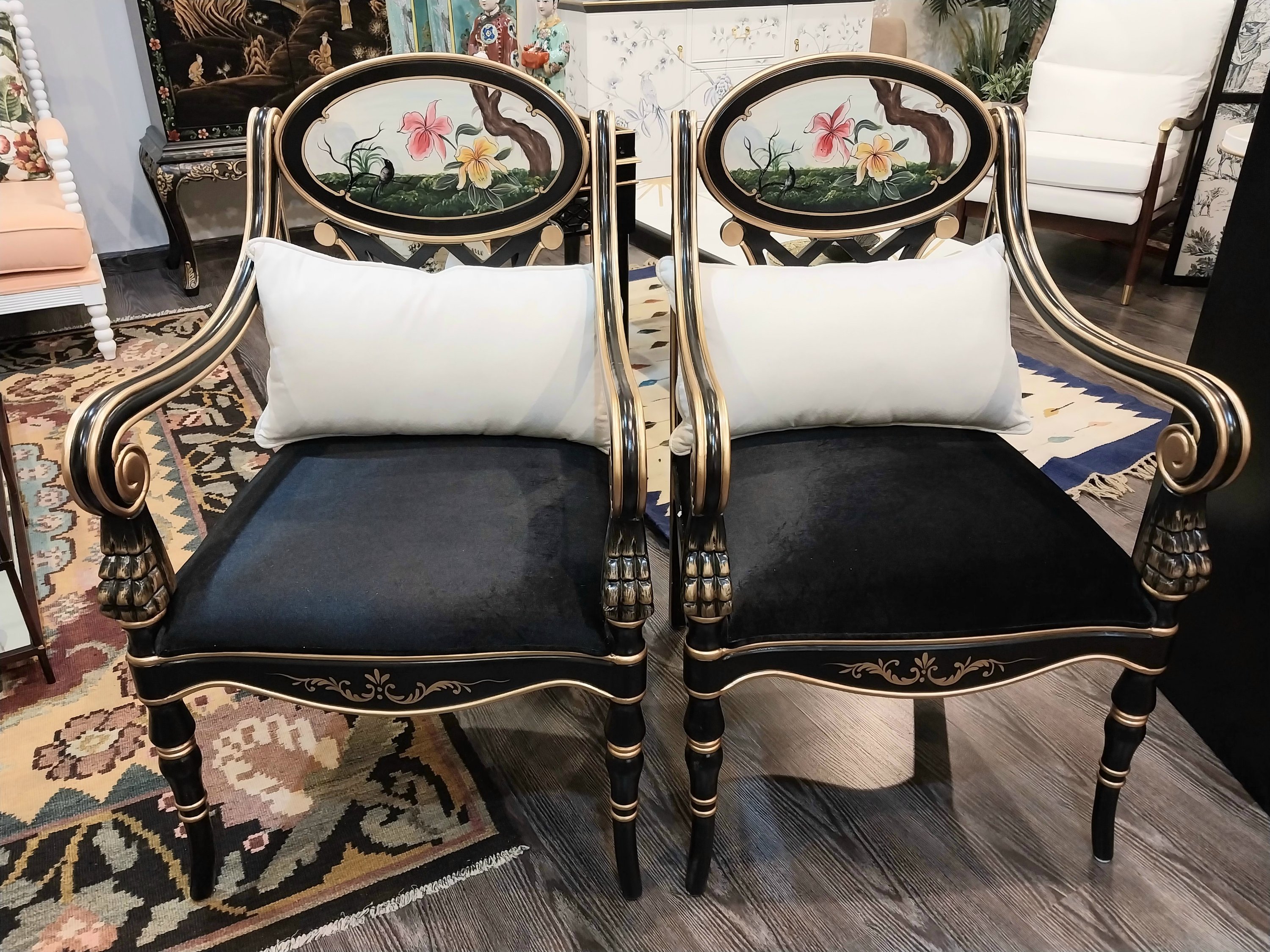 Black & Golden Handpainted Chairs-CR117 - Image 2