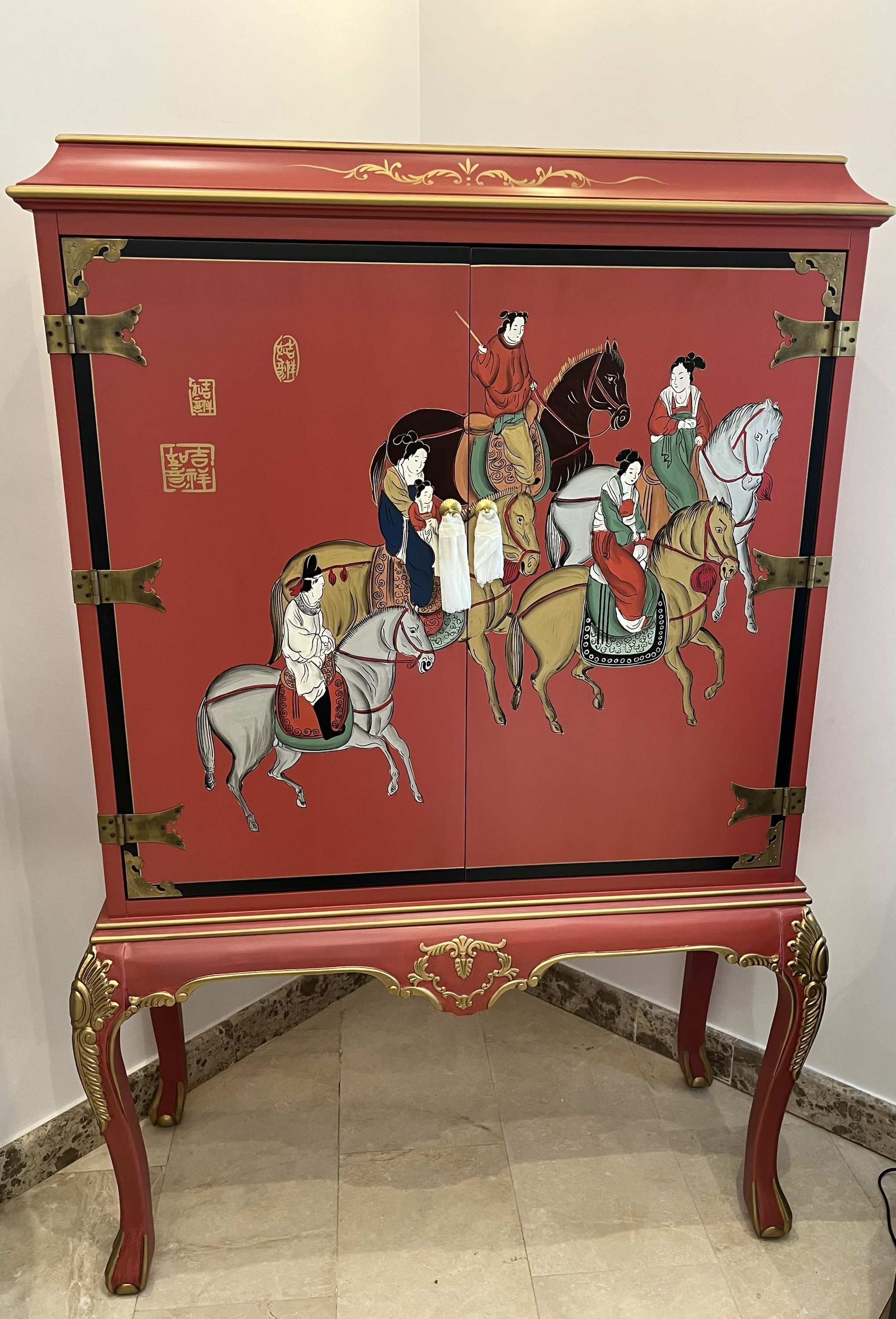 Chinese Red Lacquered Cabinet-CB152